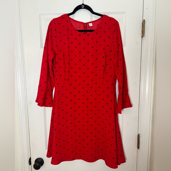 Old Navy Red Polkadot Flowy Sleeve Dress Size Large - Picture 1 of 3